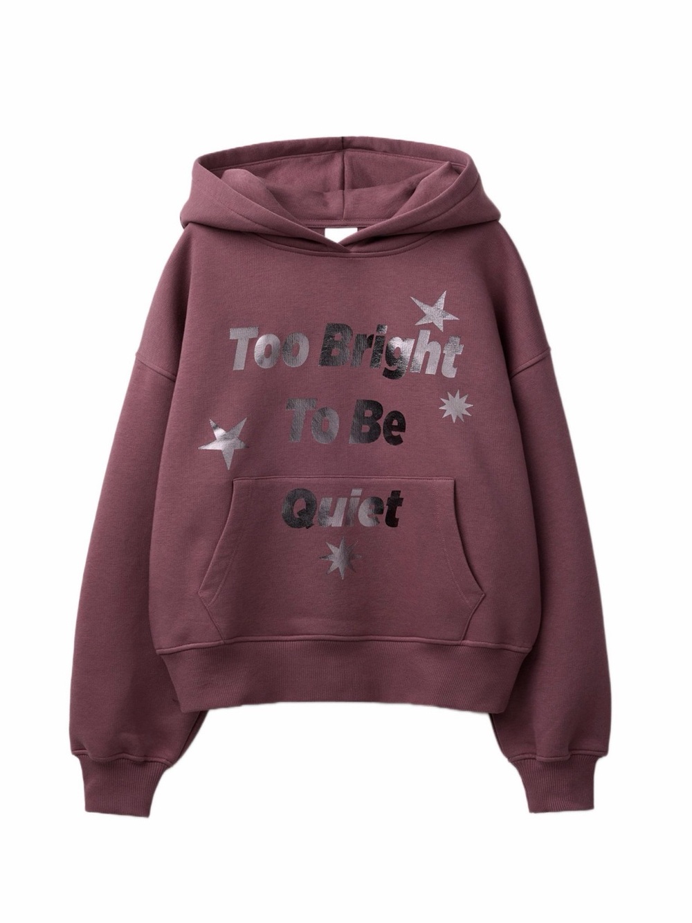 Zara Shiny Text Printed Plum Hooded Sweatshirt Girls Size 9-10